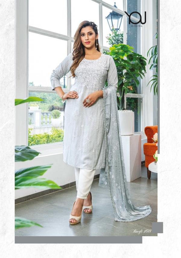 Wanna Barfi Rayon Designer Viscose Embroidery Ready made Suit